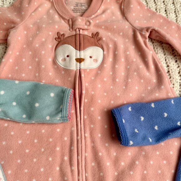 Baby Girl Winter Microfleece Sleep Sack and Sleepers 3-Piece Bundle - Picture 4 of 5